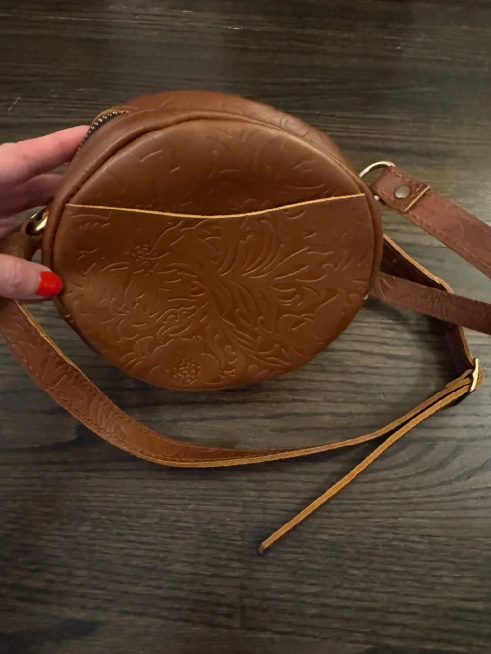 Portland Leather Round Cross Body Bag - Picture 3 of 10